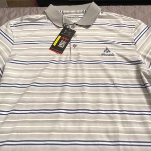 Under Armour striped polo Sz L NWT Golf club Logo